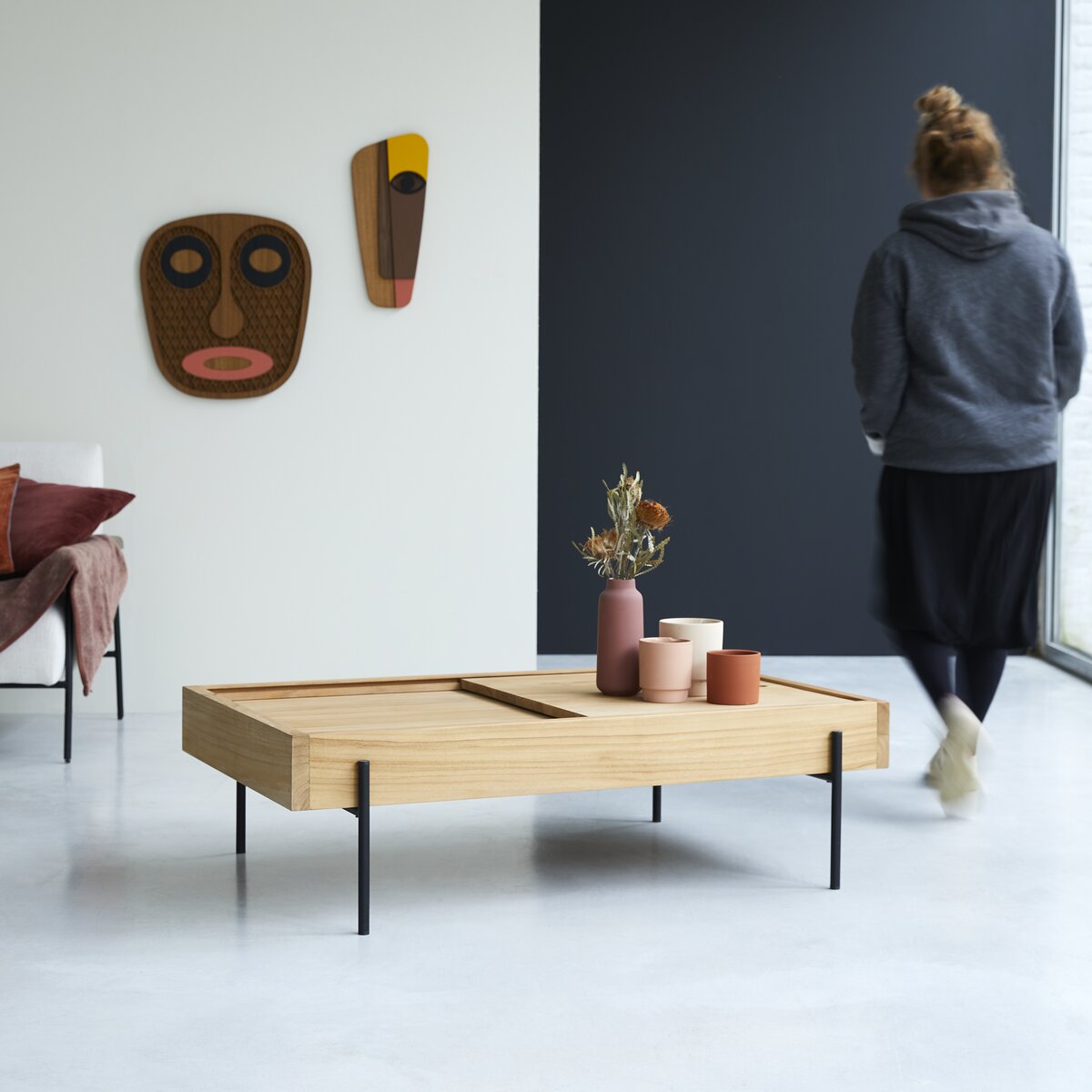 Honorine - Table basse rangement en teck massif Honorine - Table basse rangement en teck massif