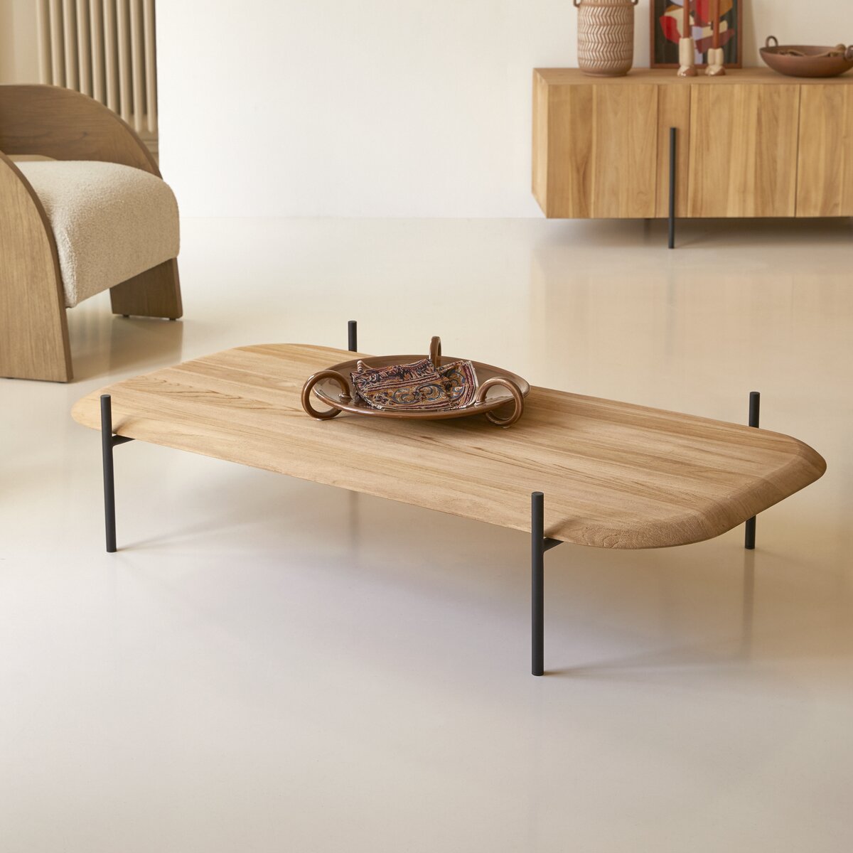 Rectangular teak 2024 coffee table