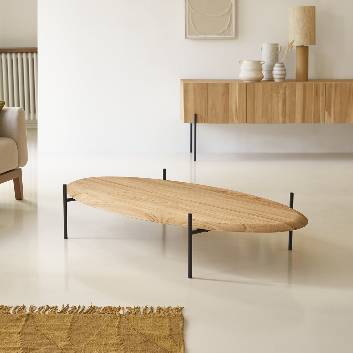 Honorine - Table basse ovale en teck massif Honorine - Table basse ovale en teck massif