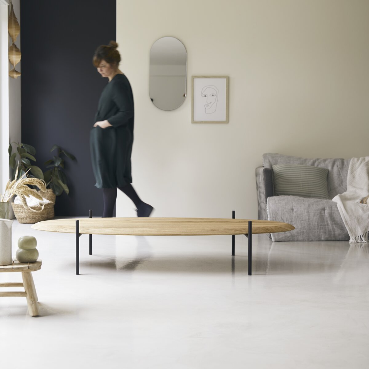 Honorine - Table basse ovale en teck massif Honorine - Table basse ovale en teck massif