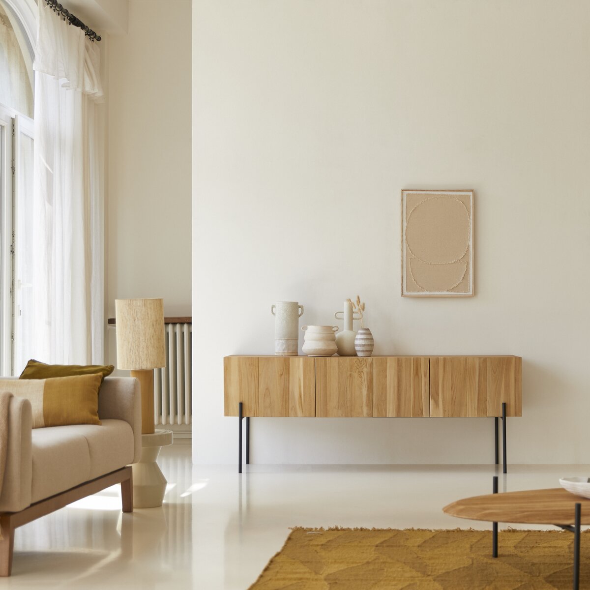 Honorine - Meuble TV haut en teck massif 170 cm Honorine - Meuble TV haut en teck massif 170 cm