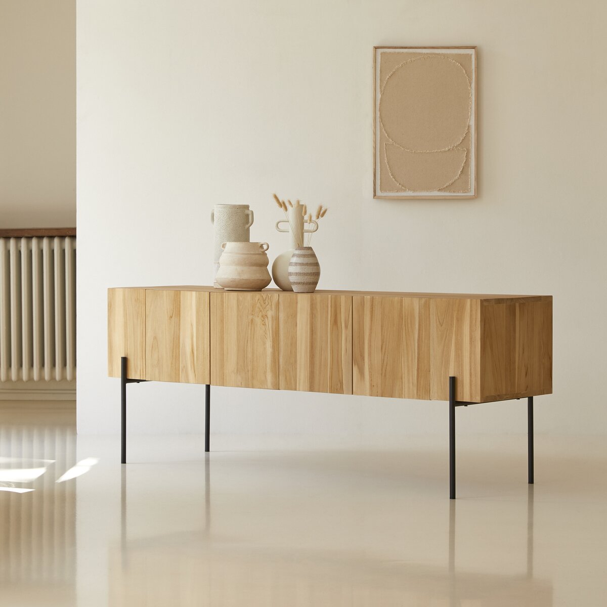 Honorine - Meuble TV haut en teck massif 170 cm Honorine - Meuble TV haut en teck massif 170 cm