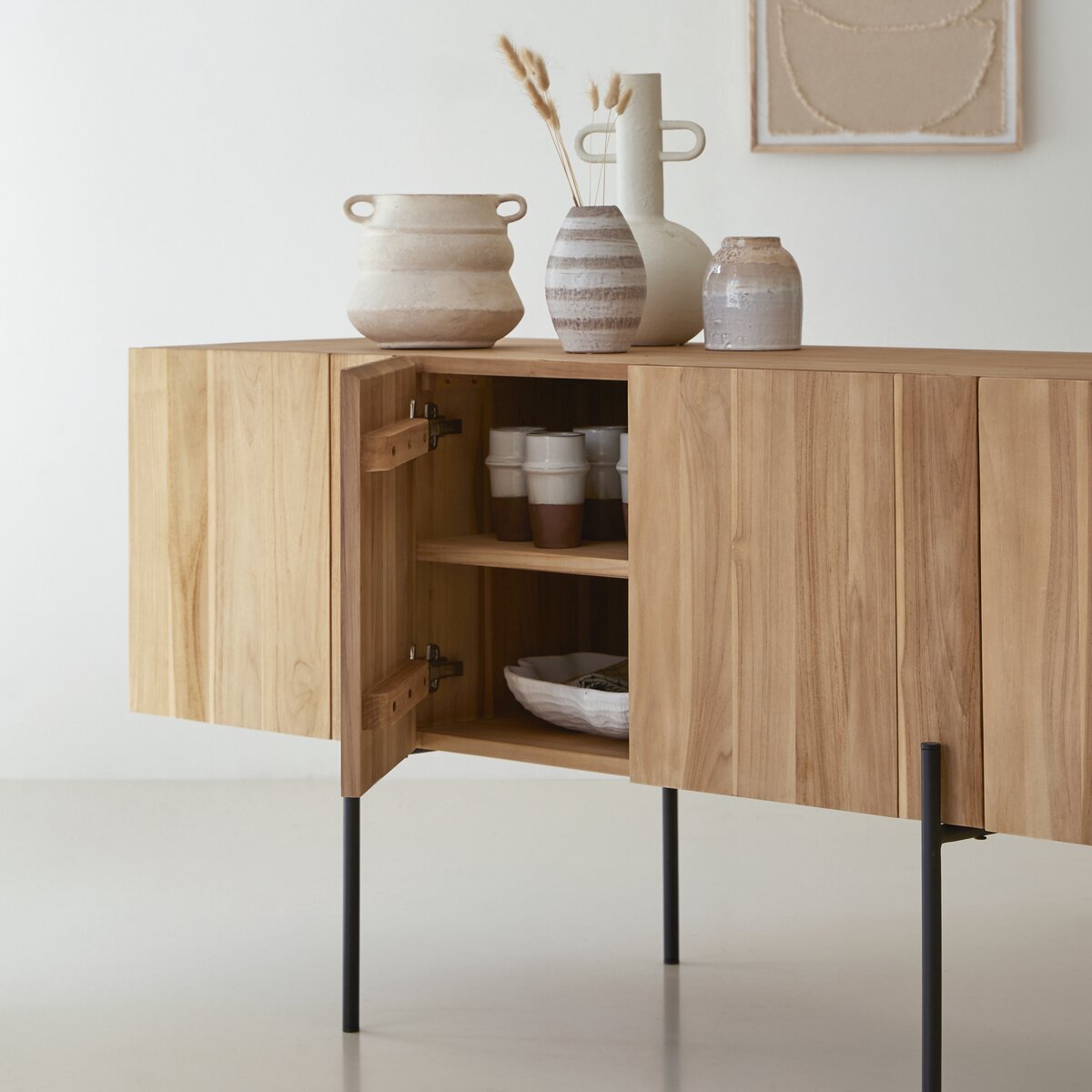 Honorine - Buffet haut en teck massif 165 cm Honorine - Buffet haut en teck massif 165 cm