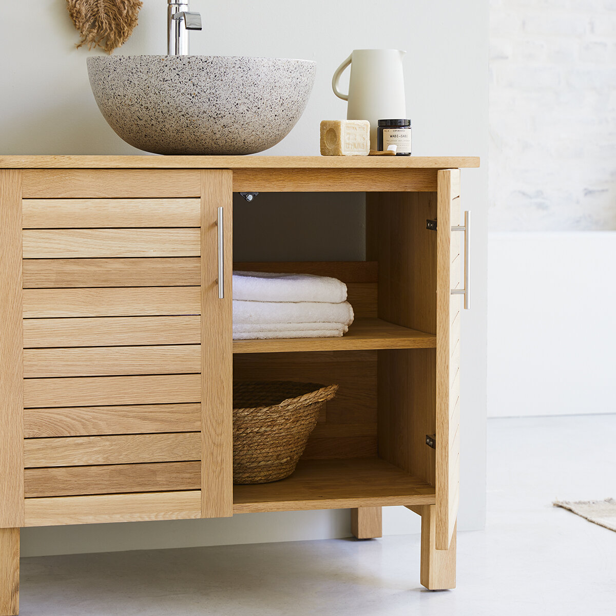 Soho - Mueble bajo lavabo en roble macizo 85 cm Soho - Mueble bajo lavabo en roble macizo 85 cm
