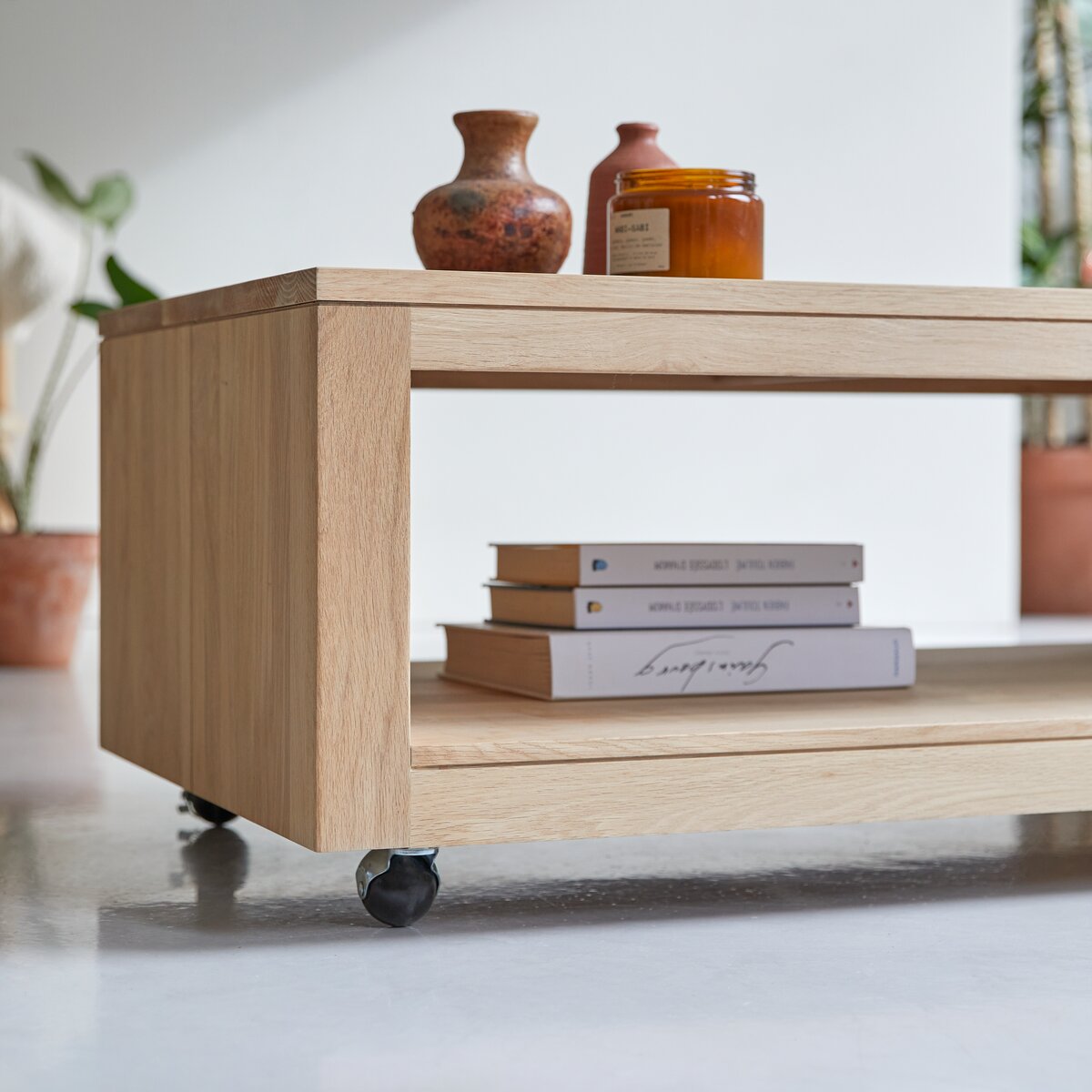 Mesa baja de madera de roble 120x50 cm - Mobiliario de salón - Tikamoon