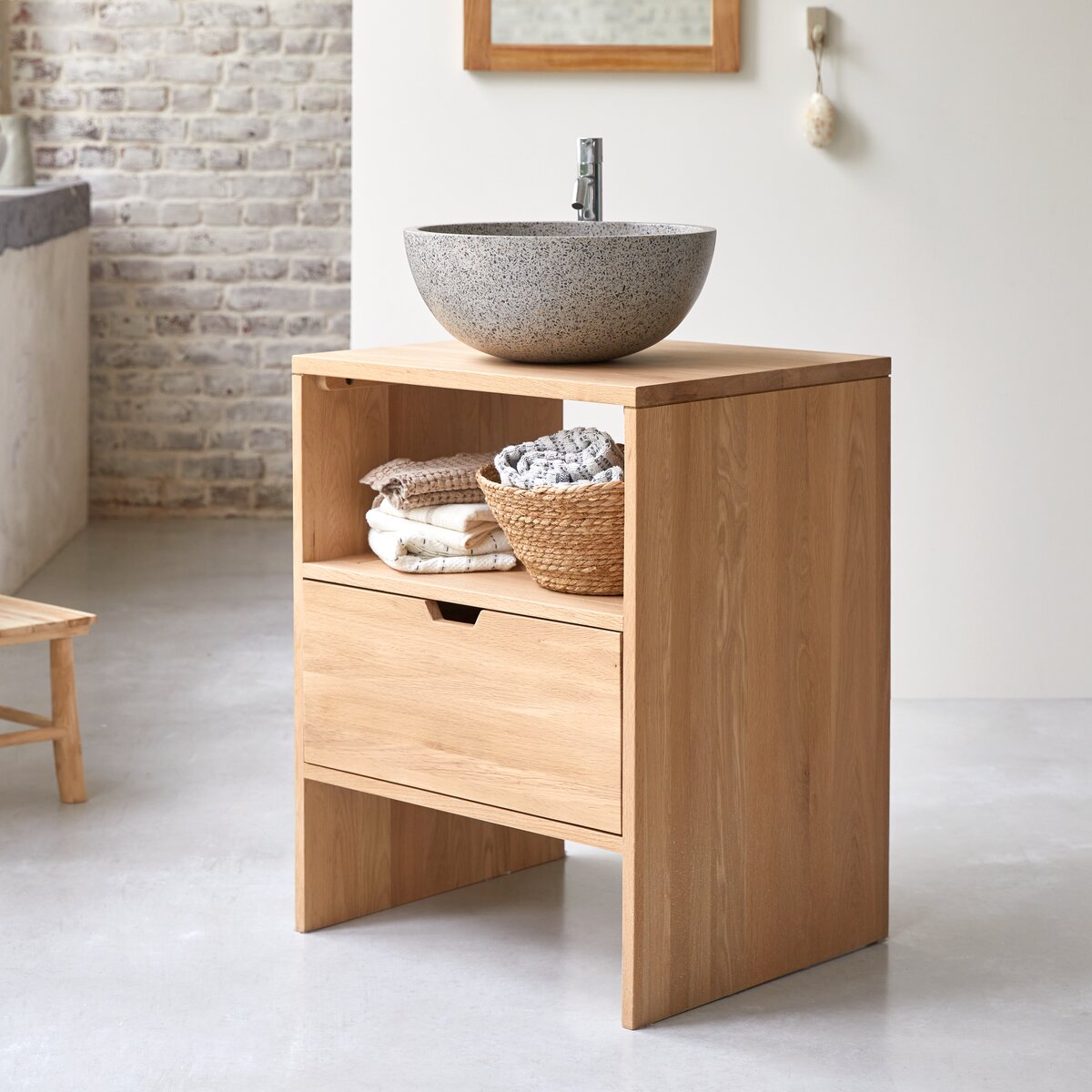 Meuble vasque pour petite salle de bain, meuble avec vasque 60 cm Boreal