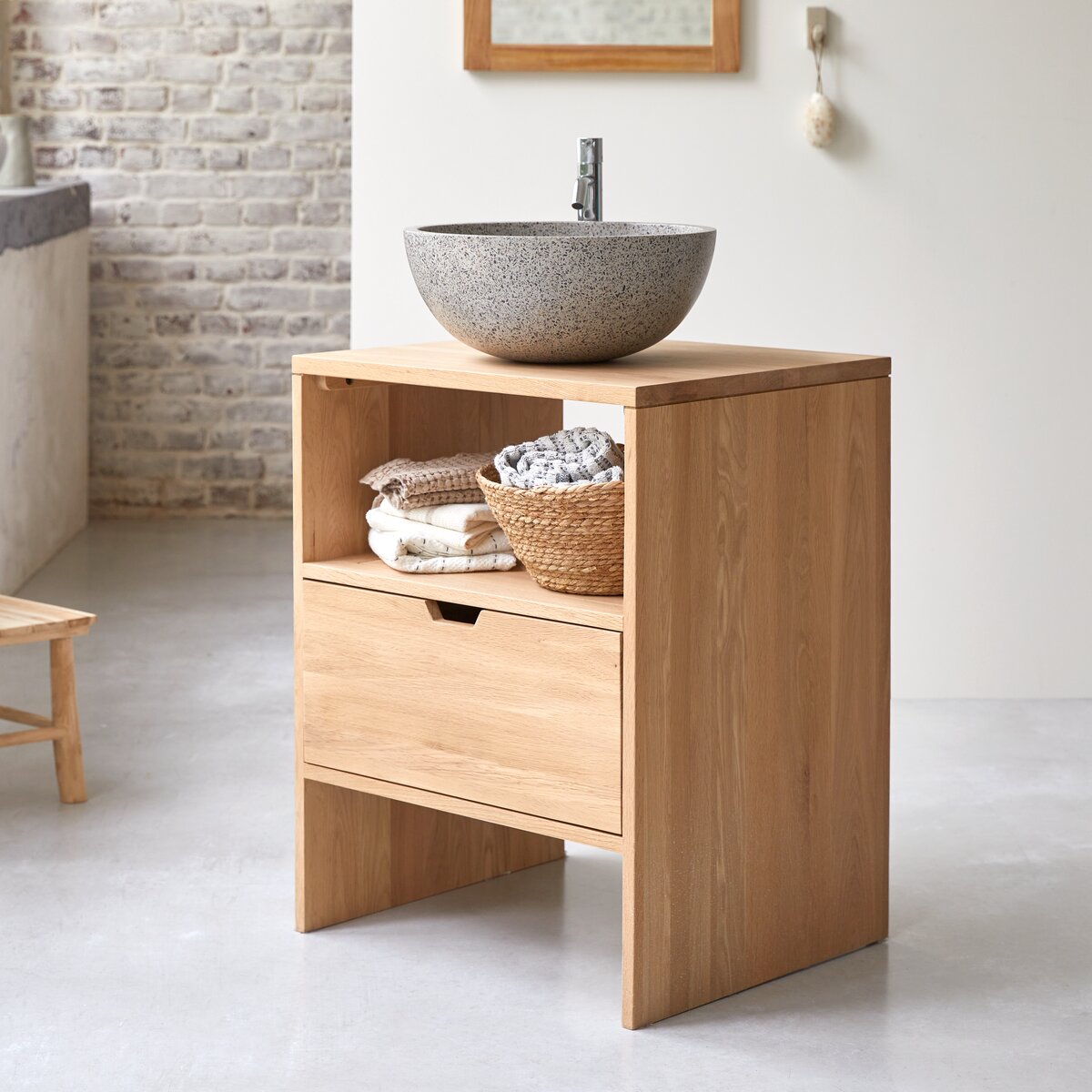 Waschbecken-Unterschrank – Badezimmermöbel cm 60 Eiche aus Tikamoon – –