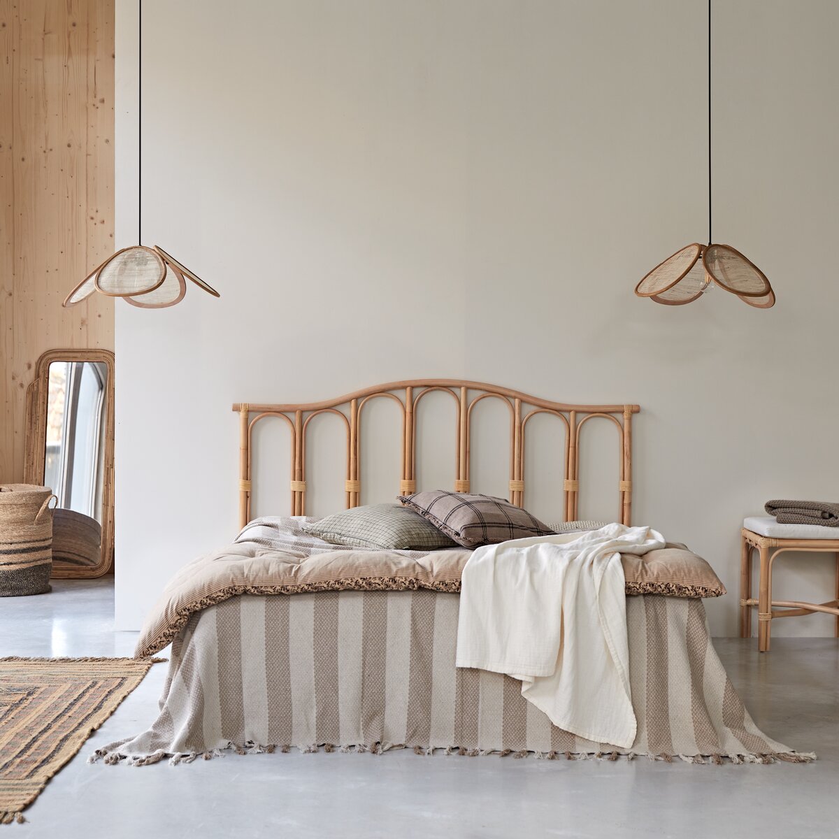 Testiera letto in rattan incannicciato 90 cm Joséphine