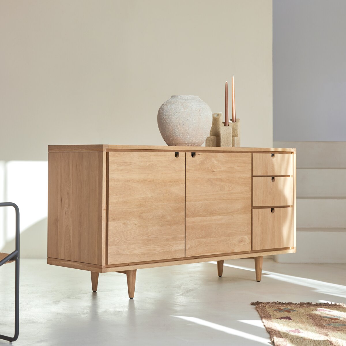 Armoire de rangement en chêne 145 cm - Mobilier de séjour - Tikamoon