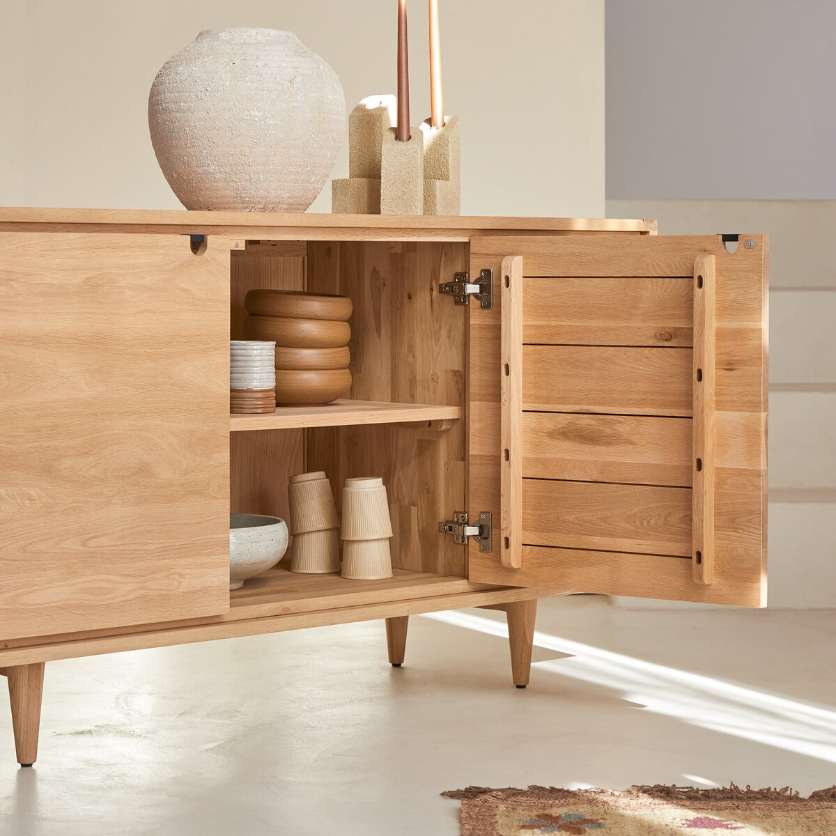 Armoire de rangement en chêne 145 cm - Mobilier de séjour - Tikamoon