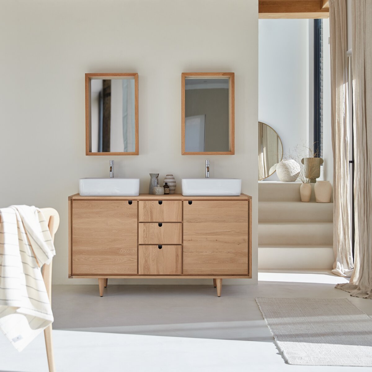Jonàk - Mueble bajo lavabo en roble macizo 145 cm Jonàk - Mueble bajo lavabo en roble macizo 145 cm