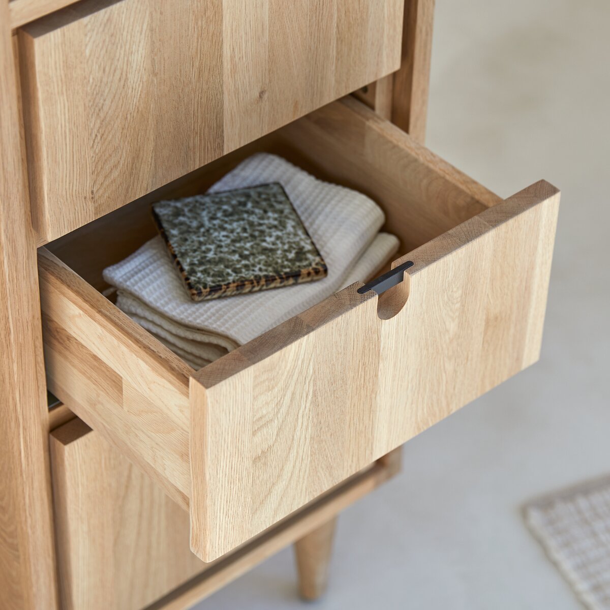 Colonne salle de bain de rangement couleur bois chêne - Baltik