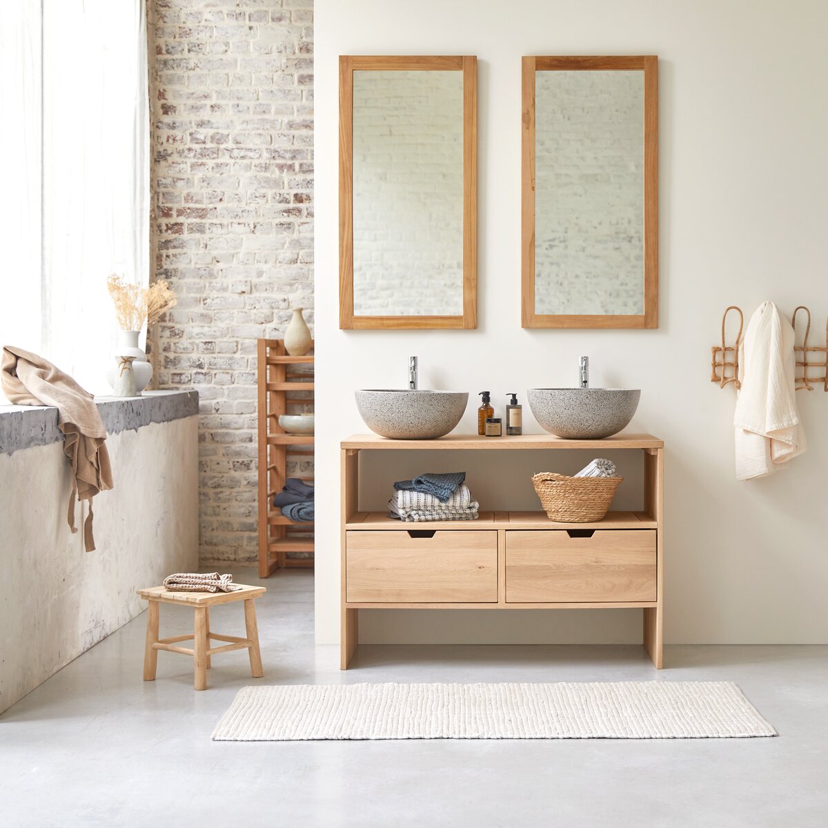 Meuble en chêne avec vasque 120 cm Easy - Mobilier salle de bain - Tikamoon