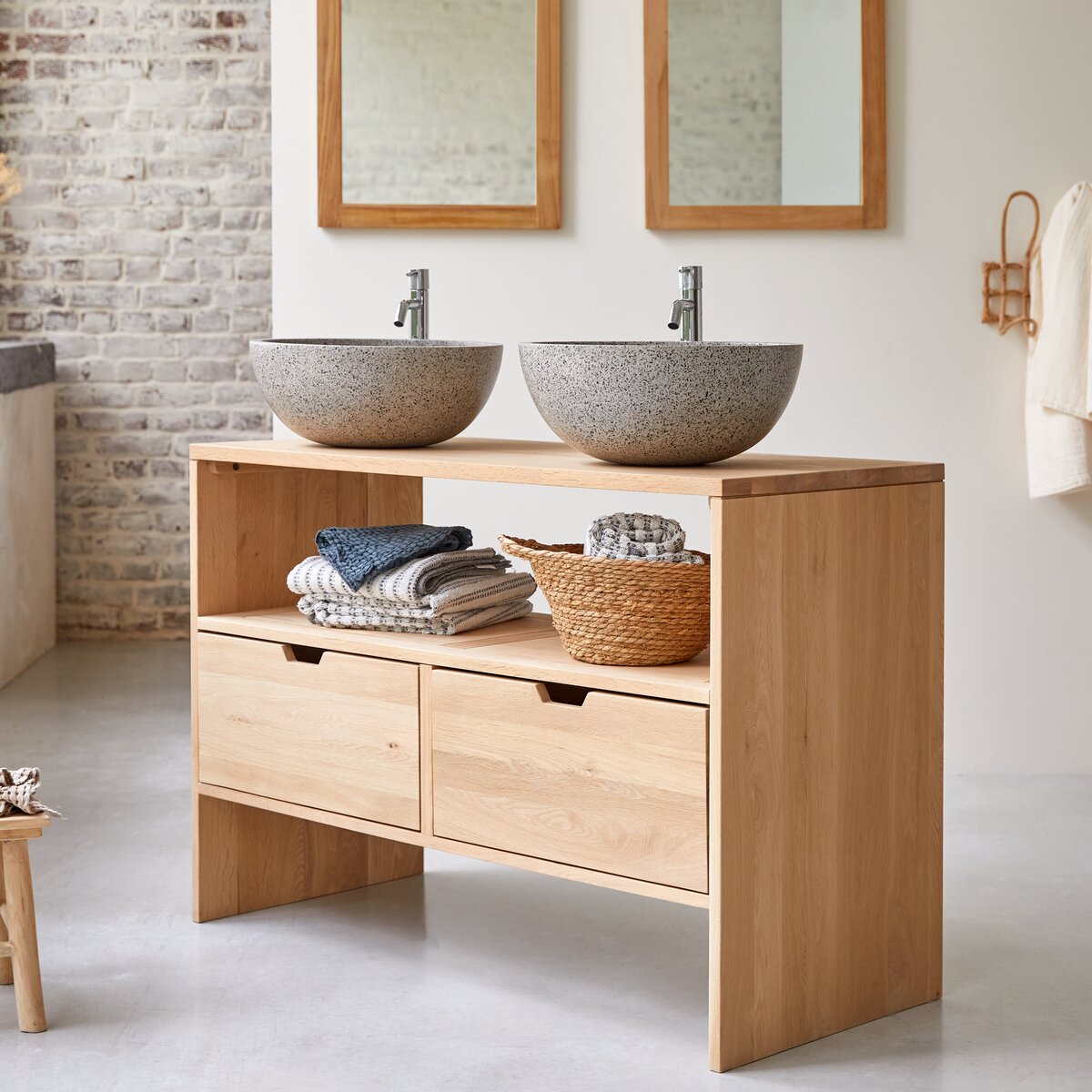 Meuble Easy en chêne avec vasque 80 cm - Mobilier salle de bain - Tikamoon