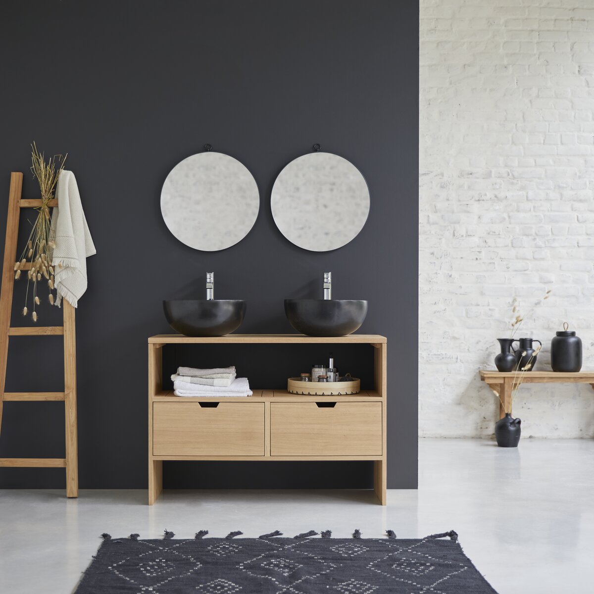 Oak vanity cabinet 110 cm - Bathroom furniture - Tikamoon