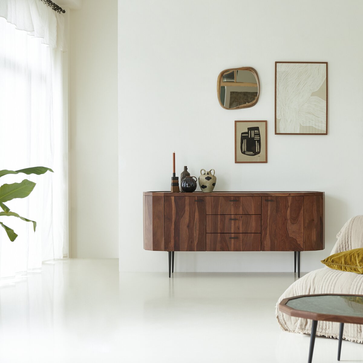 Jade - Solid sheesham and marble Sideboard 175 cm