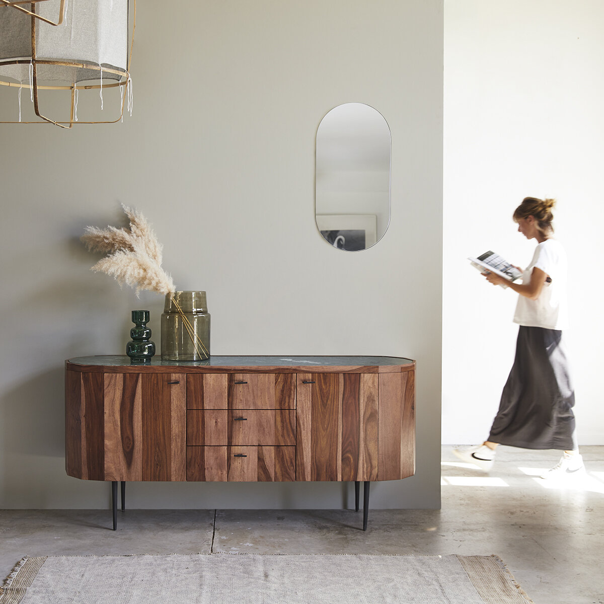 Jade - Buffet aus massivem Palisanderholz und Marmor 175 cm Jade - Buffet aus massivem Palisanderholz und Marmor 175 cm