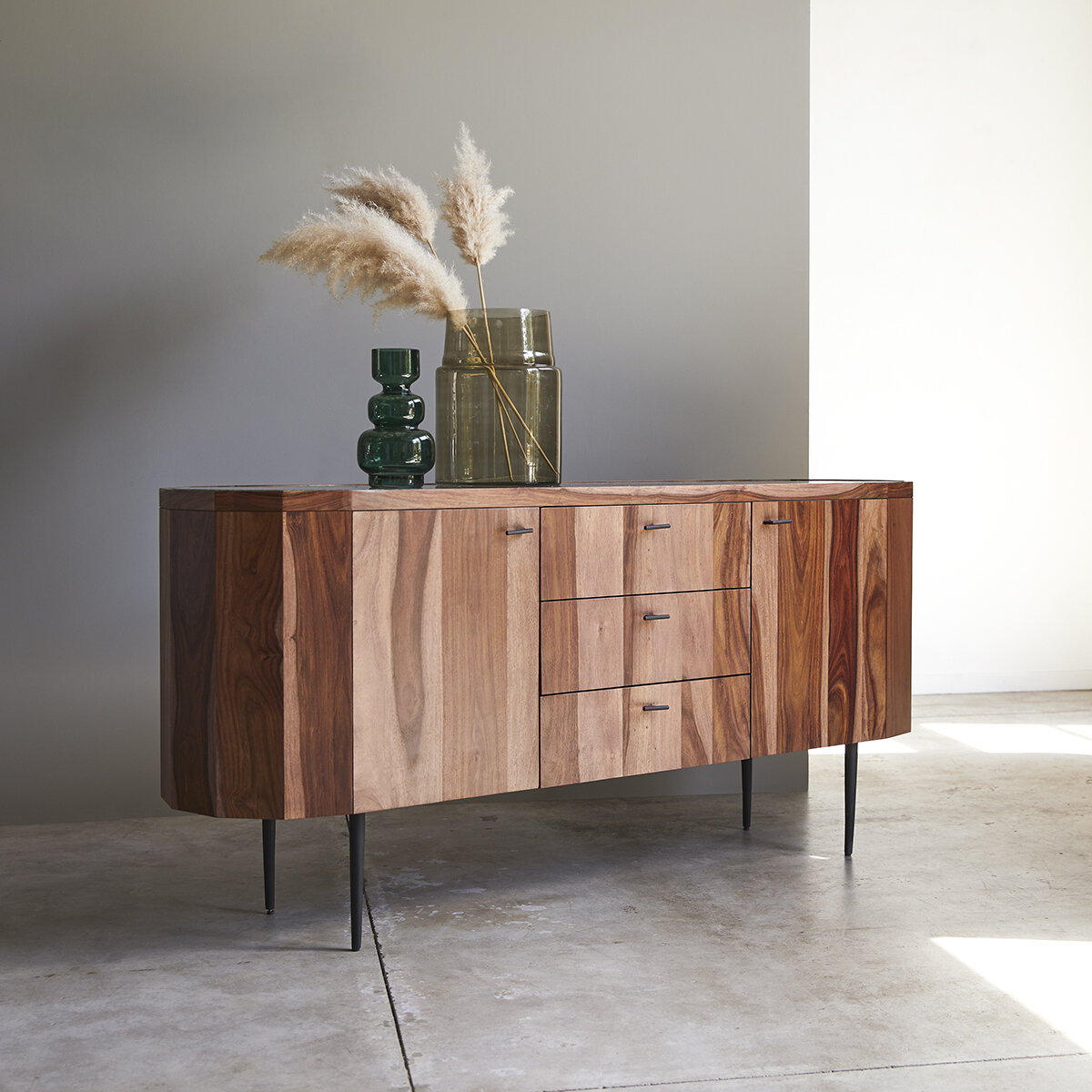 Jade - Buffet en palissandre massif et marbre 175 cm Jade - Buffet en palissandre massif et marbre 175 cm