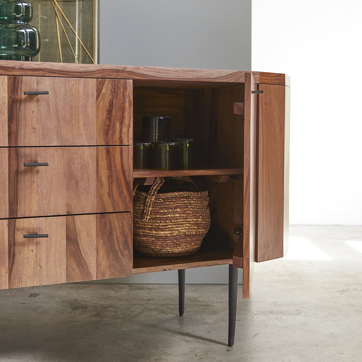 Jade - Buffet en palissandre massif et marbre 175 cm Jade - Buffet en palissandre massif et marbre 175 cm