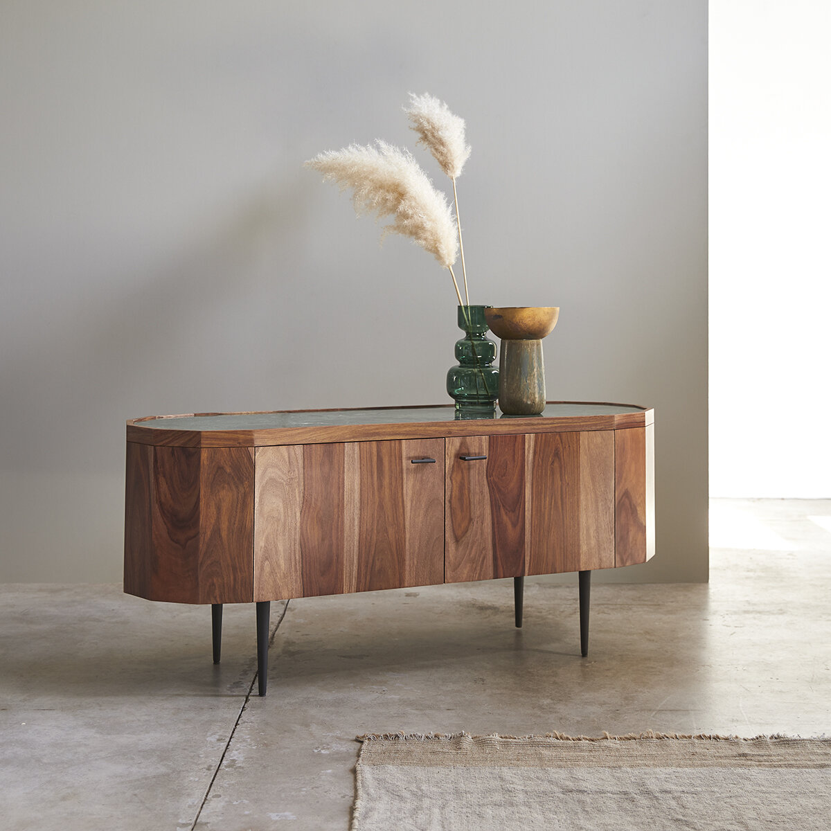 Jade - Mueble de TV de palisandro macizo y mármol 130 cm Jade - Mueble de TV de palisandro macizo y mármol 130 cm