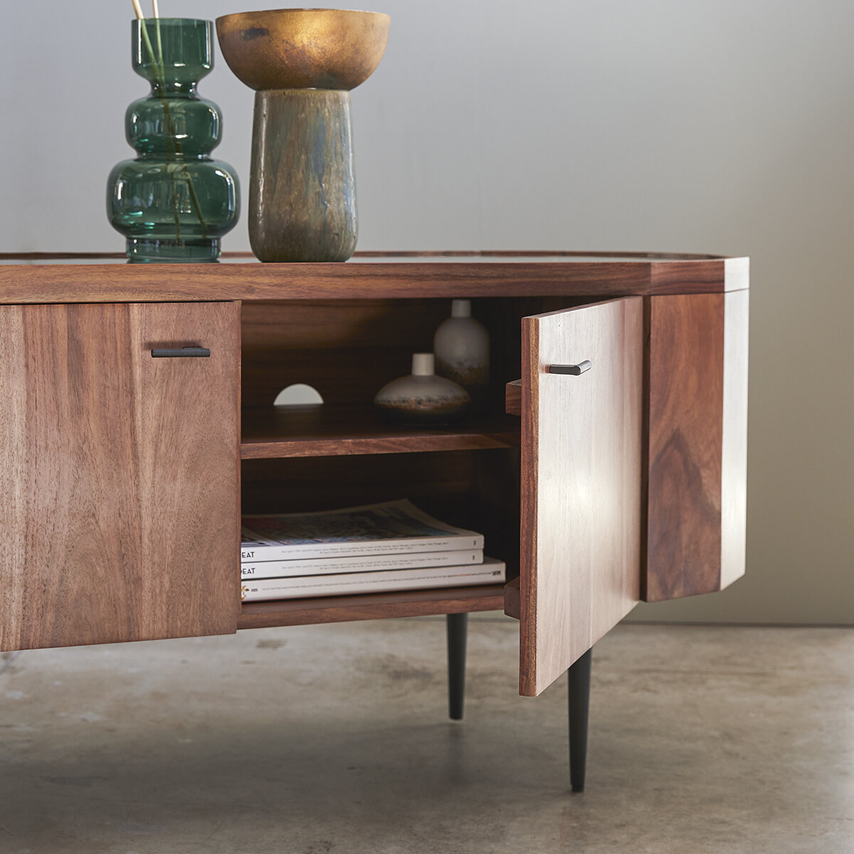 Jade - Mueble de TV de palisandro macizo y mármol 130 cm Jade - Mueble de TV de palisandro macizo y mármol 130 cm