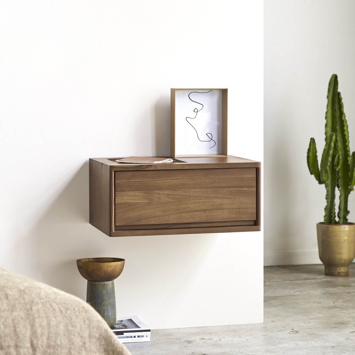 Comodino sospeso con cassetto Moderno organizer da comodino 