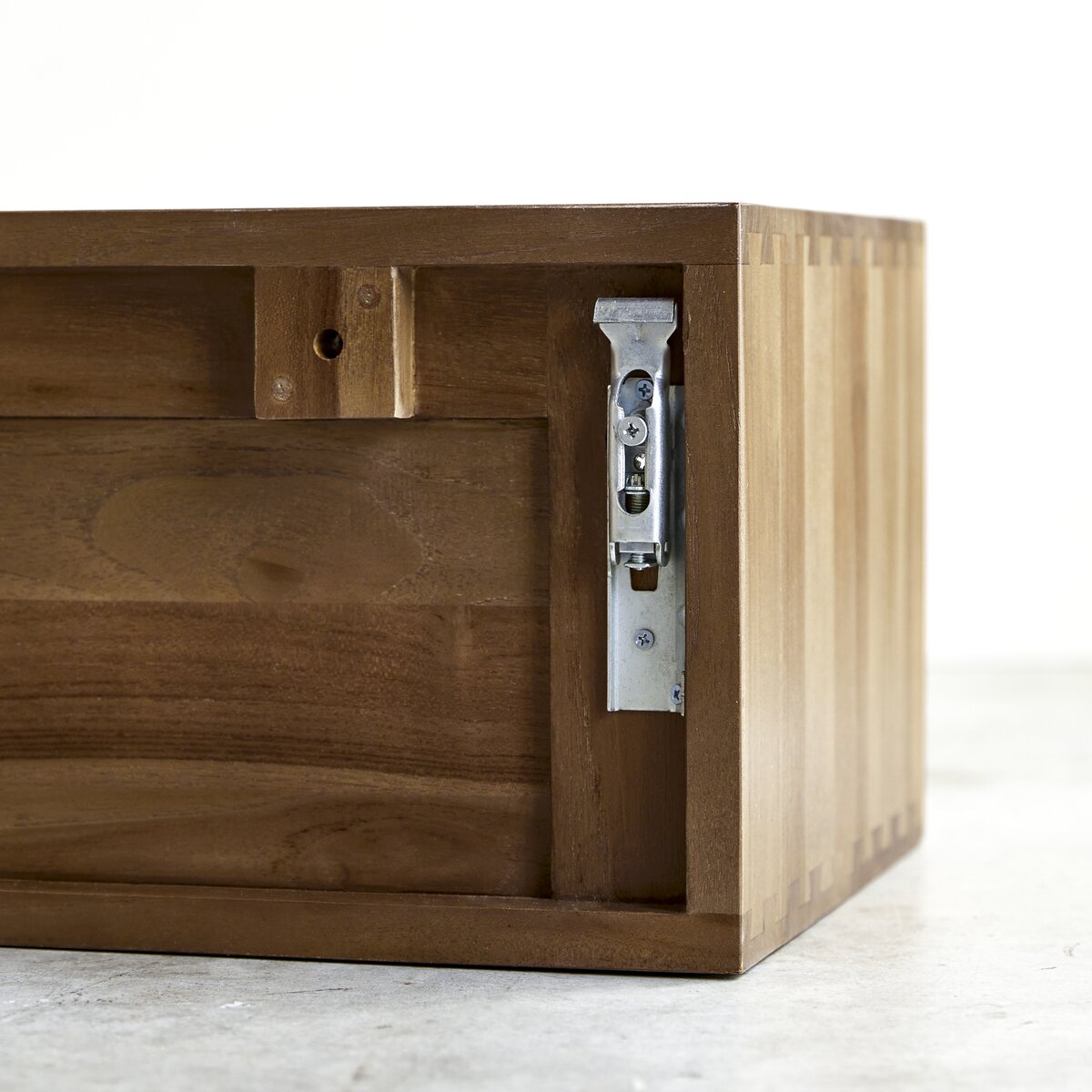 Onedrawer teak wallmounted bedside table Bedroom storage furniture