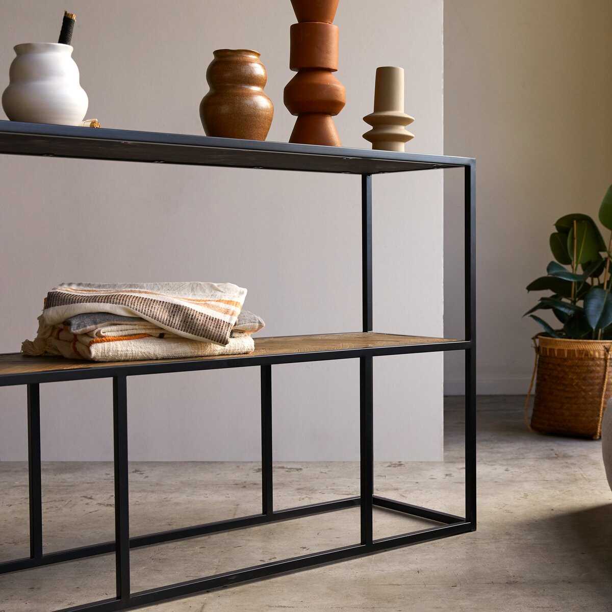 Wood and shop metal console table