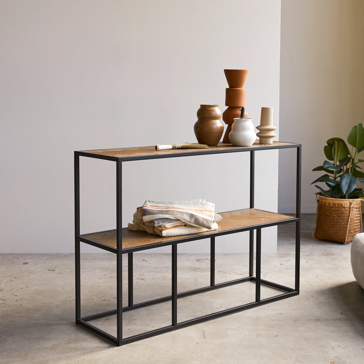 Elm And Metal Console Table 130 Cm