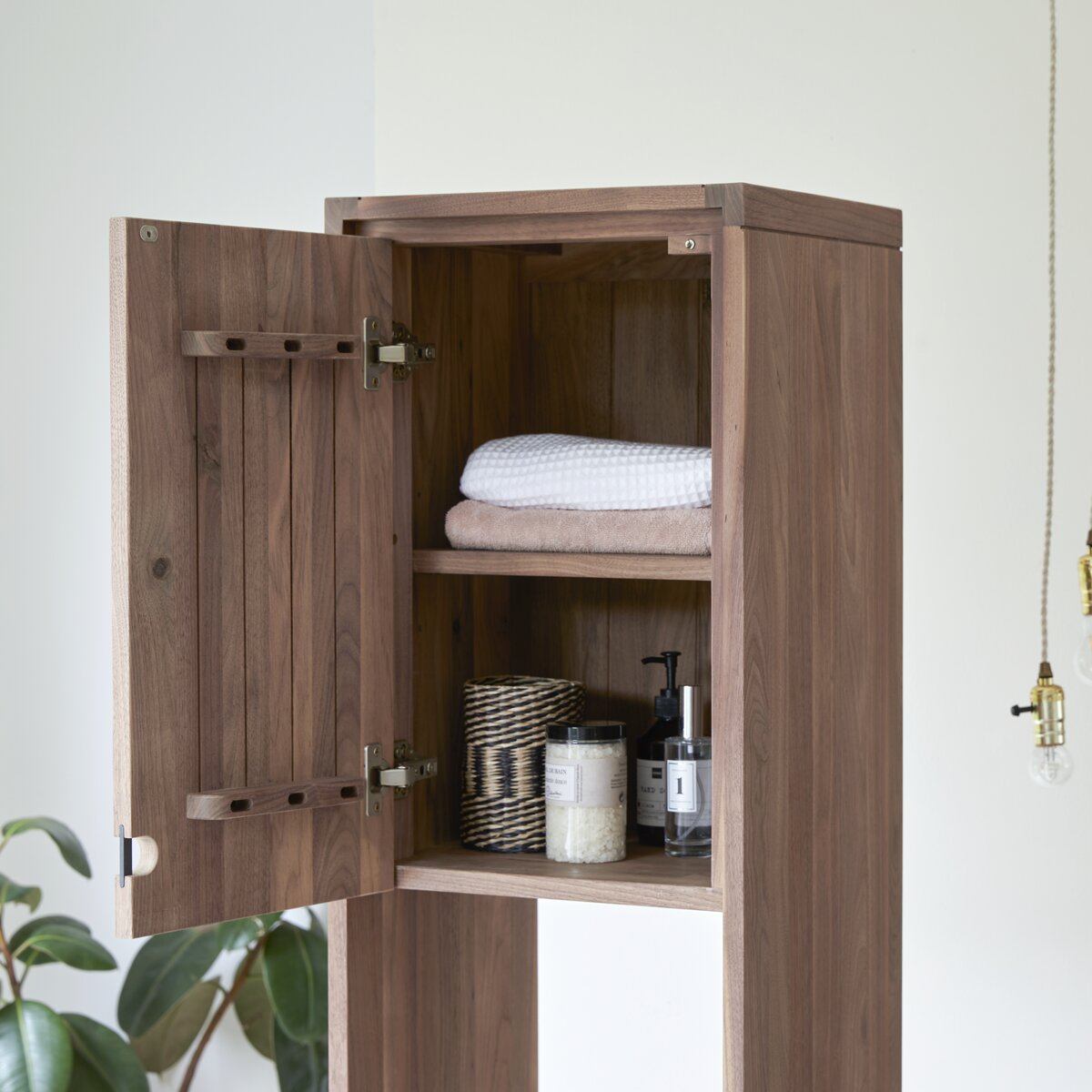 Walnut bathroom store wall cabinet