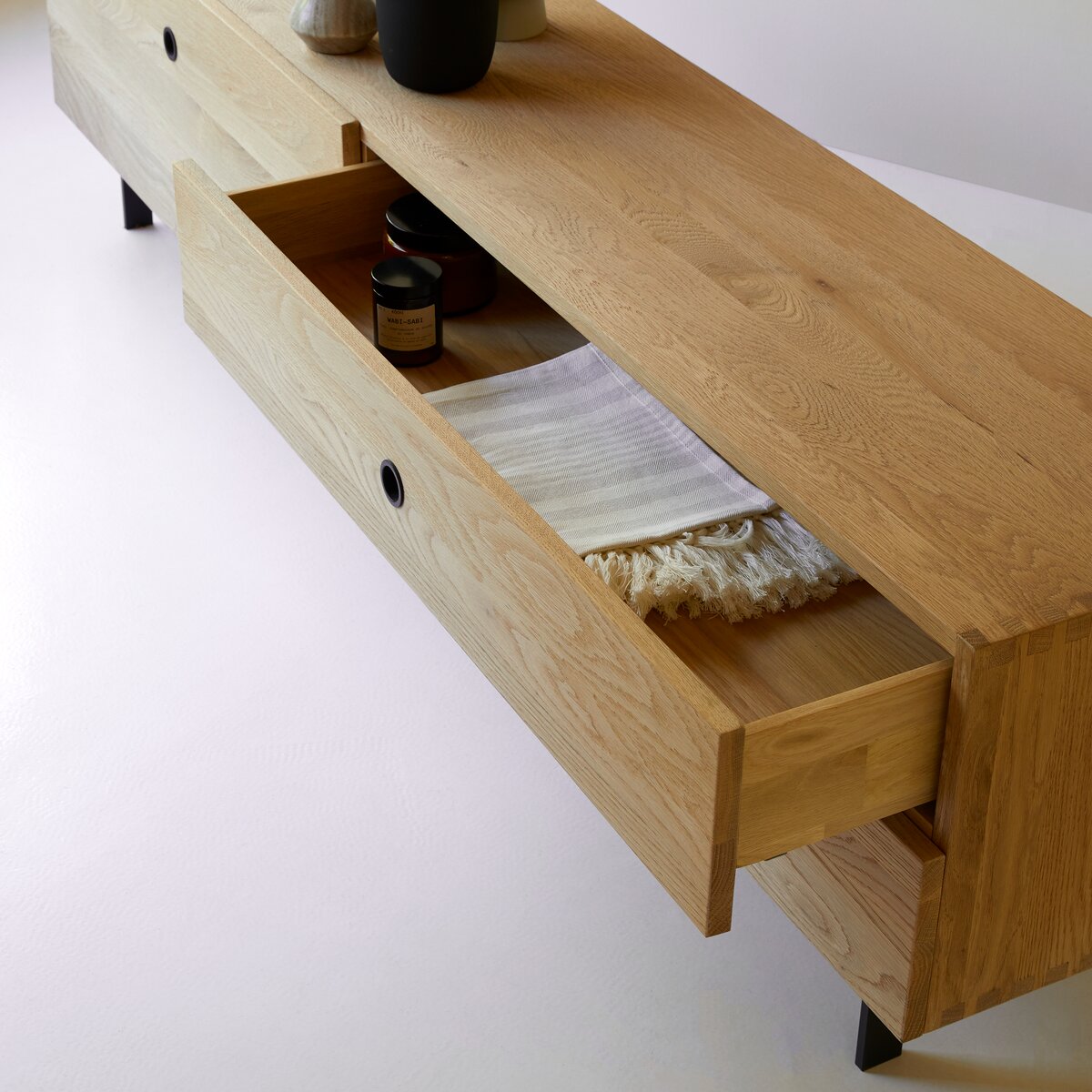 Floating oak deals tv shelf