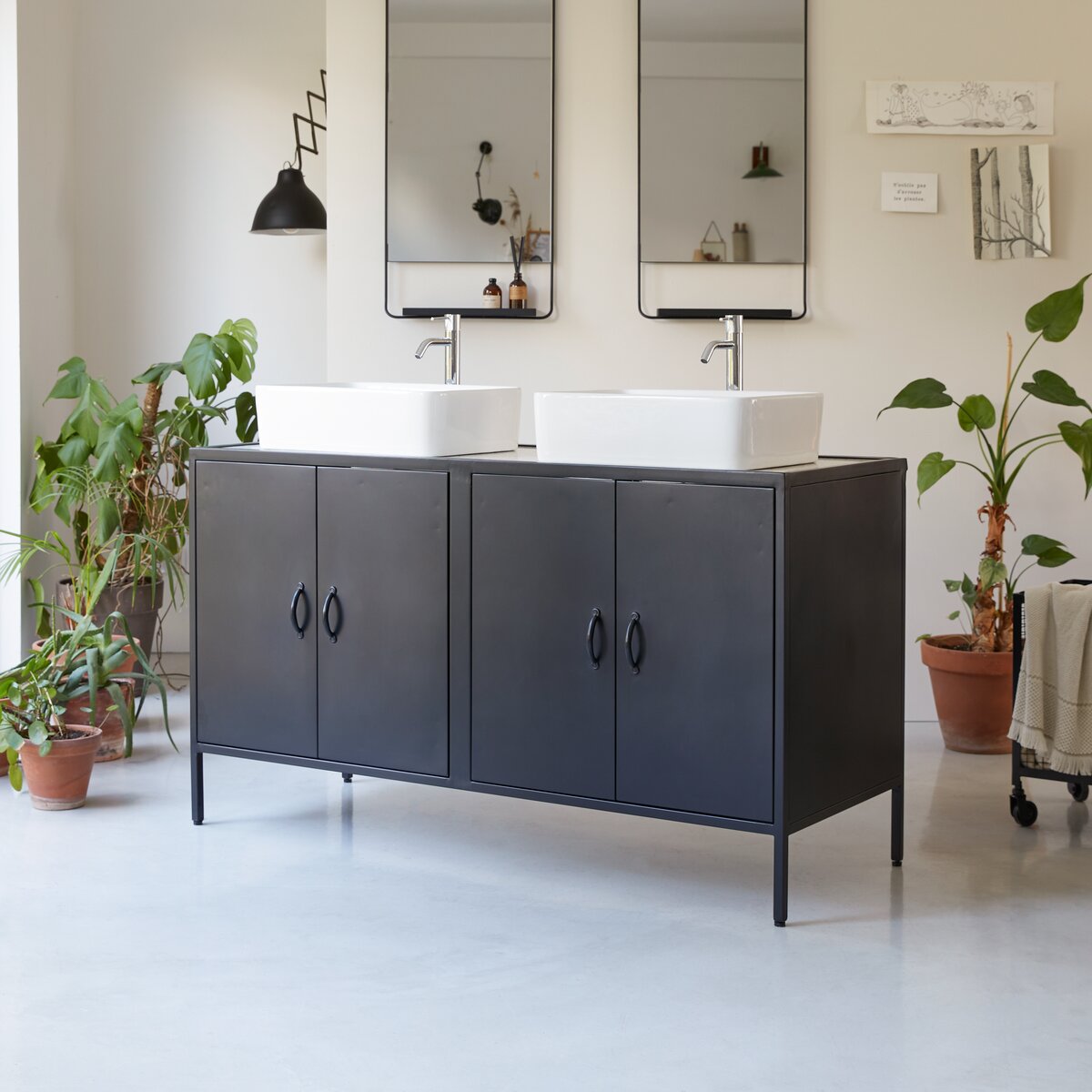 Mobile Tradizionale Grigio Nero 1200mm con Doppio Lavabo - Scelta