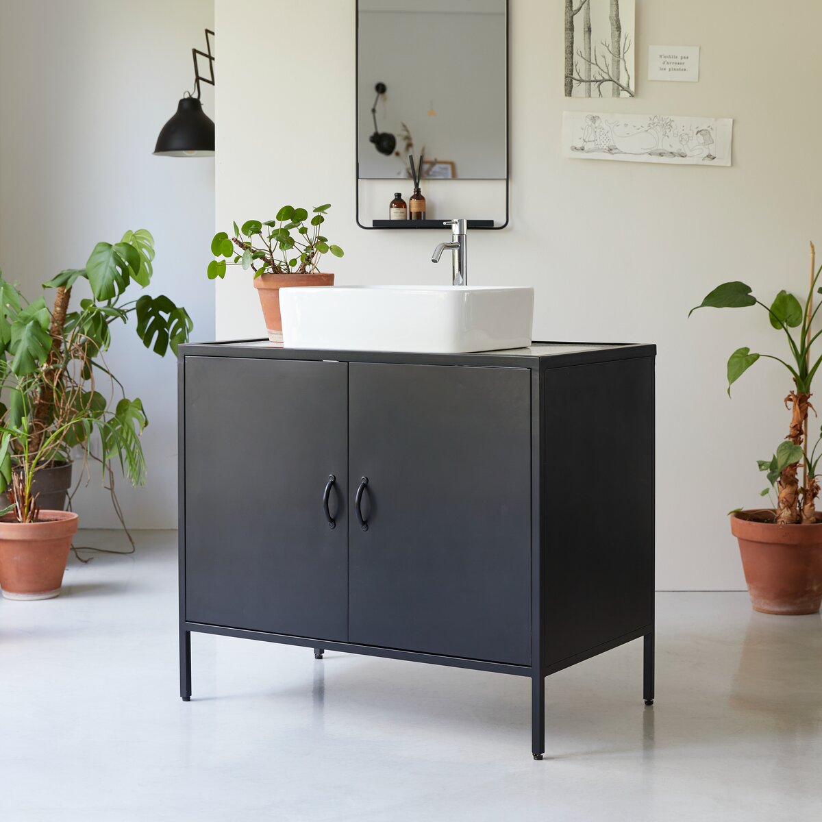 Lizzie - Waschtischunterschrank aus Terrazzo und Metall 90 cm Lizzie - Waschtischunterschrank aus Terrazzo und Metall 90 cm