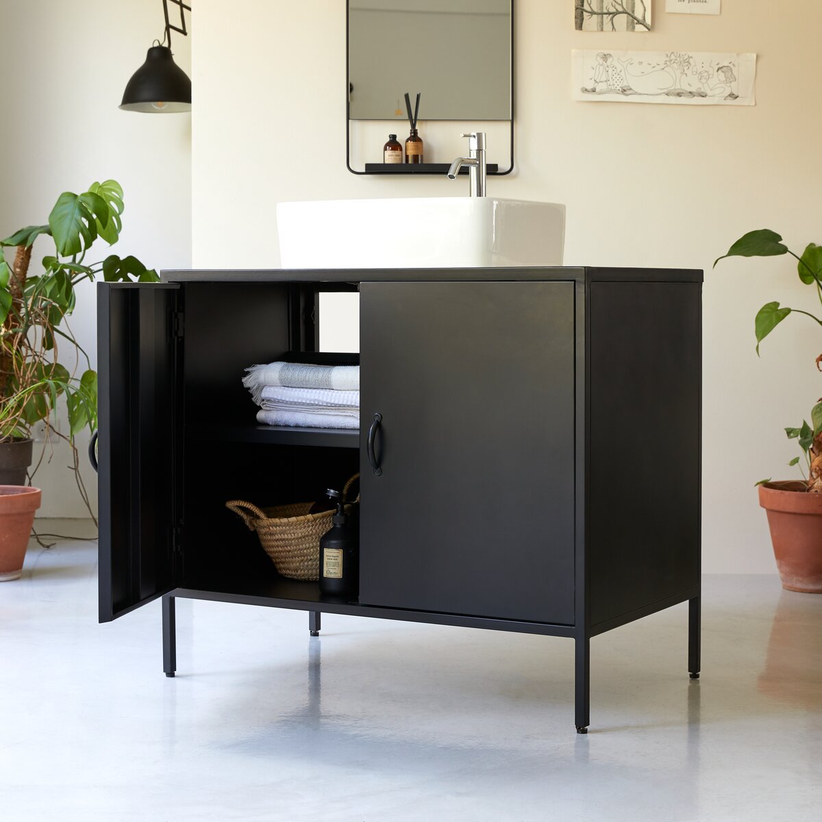 Lizzie - Waschtischunterschrank aus Terrazzo und Metall 90 cm Lizzie - Waschtischunterschrank aus Terrazzo und Metall 90 cm