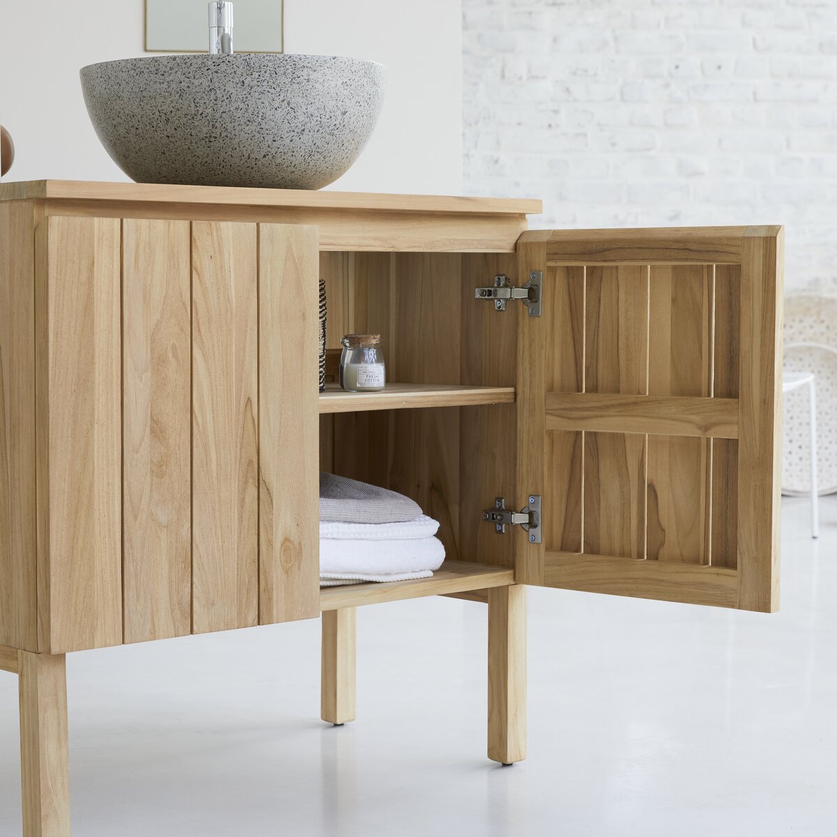 Jill - Waschtischunterschrank aus massivem Teakholz 80 cm Jill - Waschtischunterschrank aus massivem Teakholz 80 cm