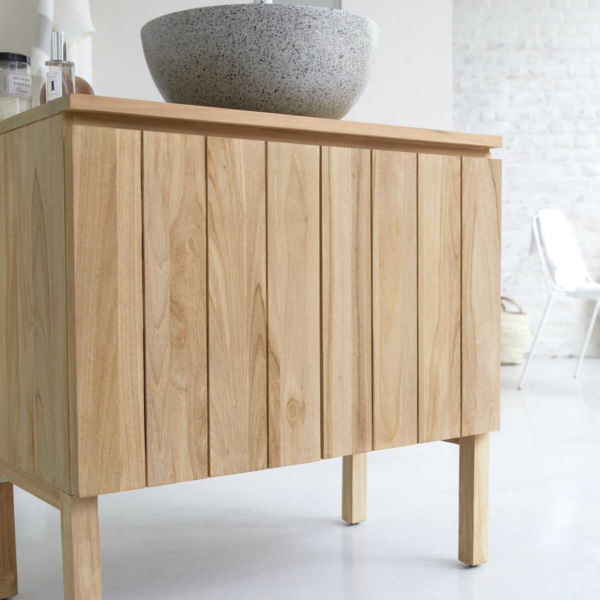 Jill - Waschtischunterschrank aus massivem Teakholz 80 cm Jill - Waschtischunterschrank aus massivem Teakholz 80 cm