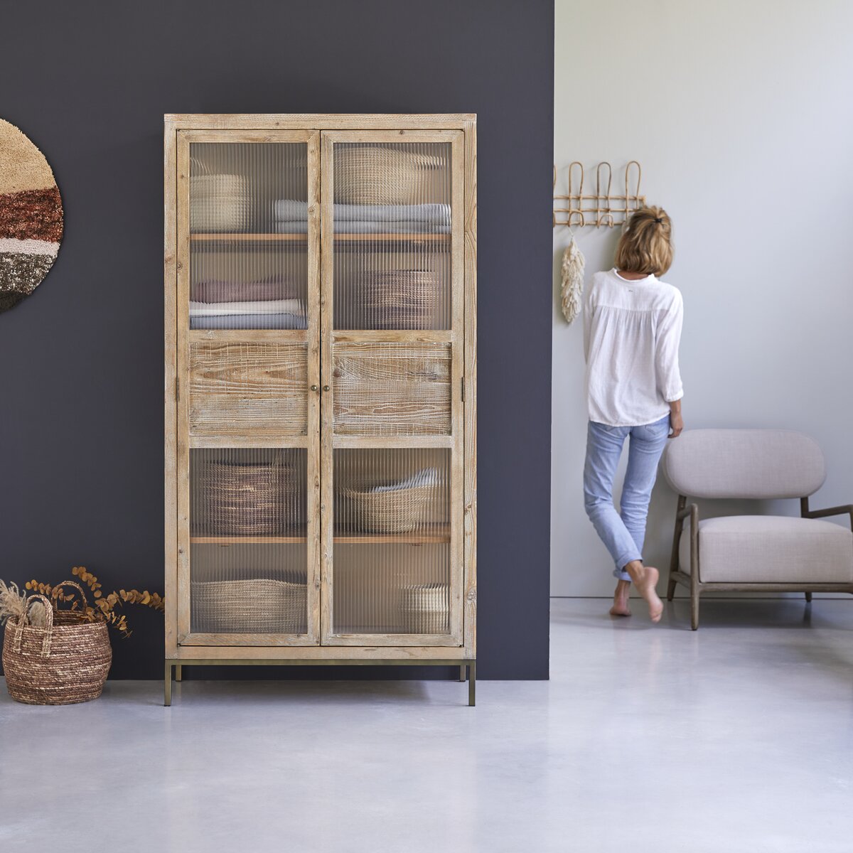 Armoire enfant en pin et cannage 200 cm - Rangements de chambre - Tikamoon