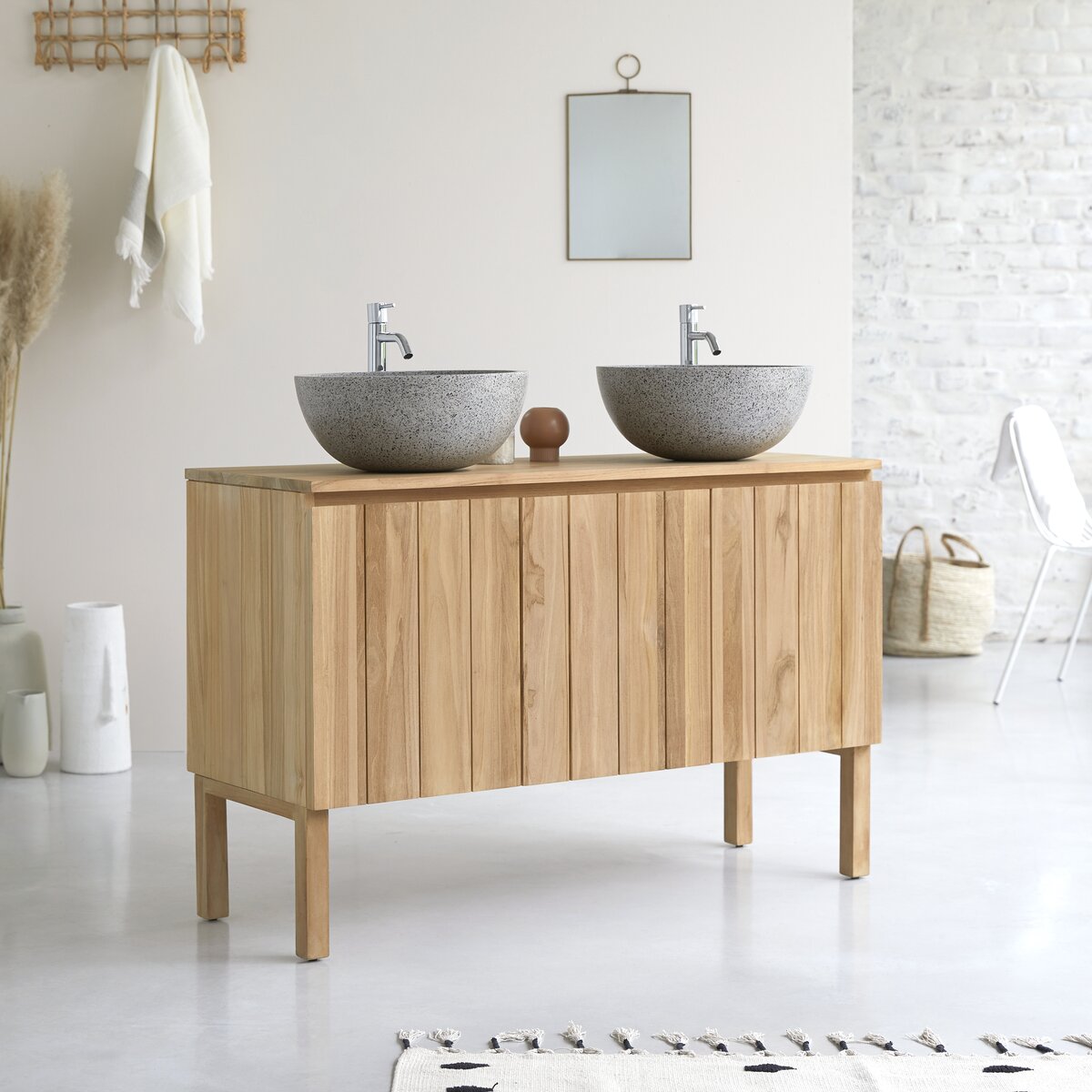 Meuble en chêne avec vasque 120 cm Easy - Mobilier salle de bain - Tikamoon