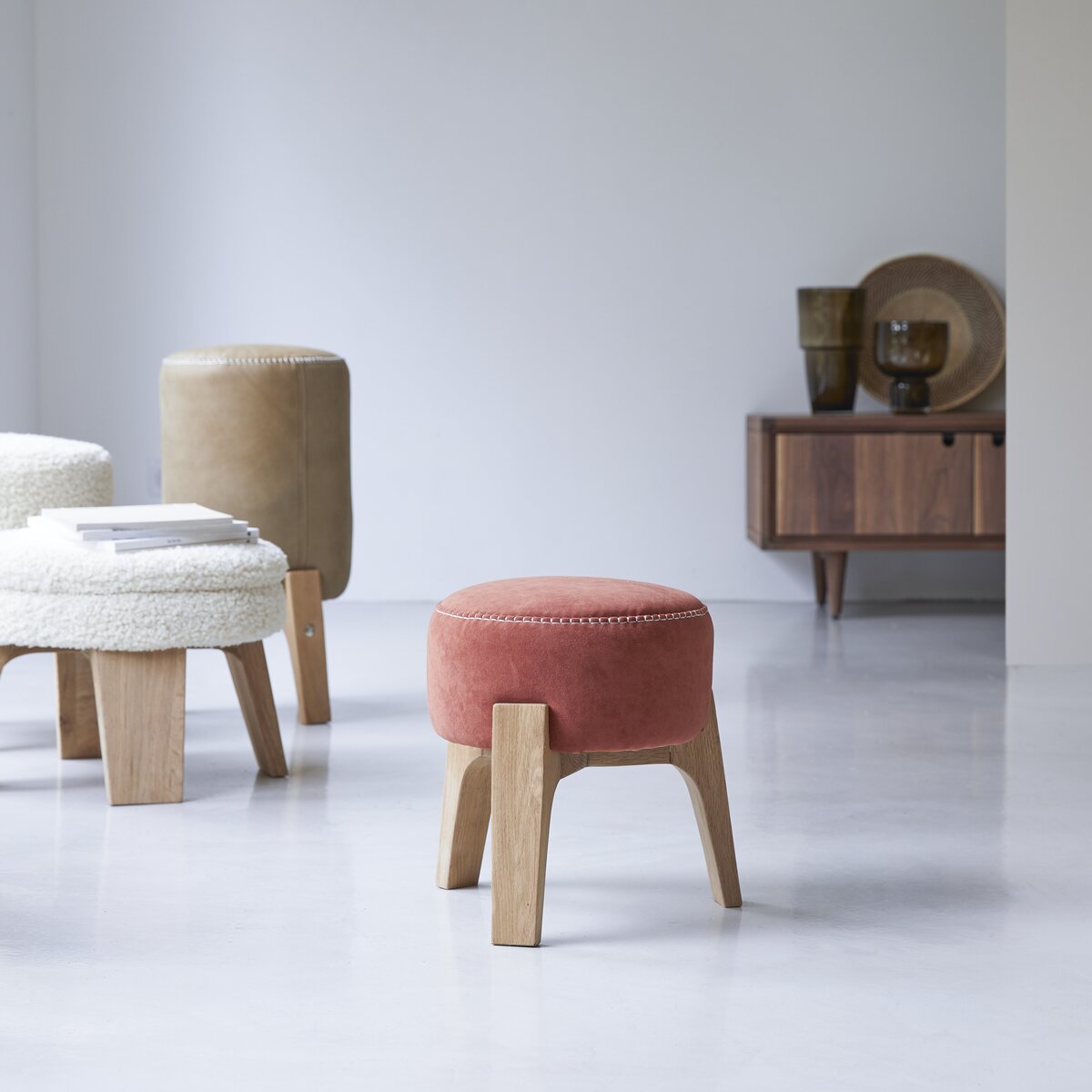 Drum - Pouf S Sienna en chêne massif Drum - Pouf S Sienna en chêne massif