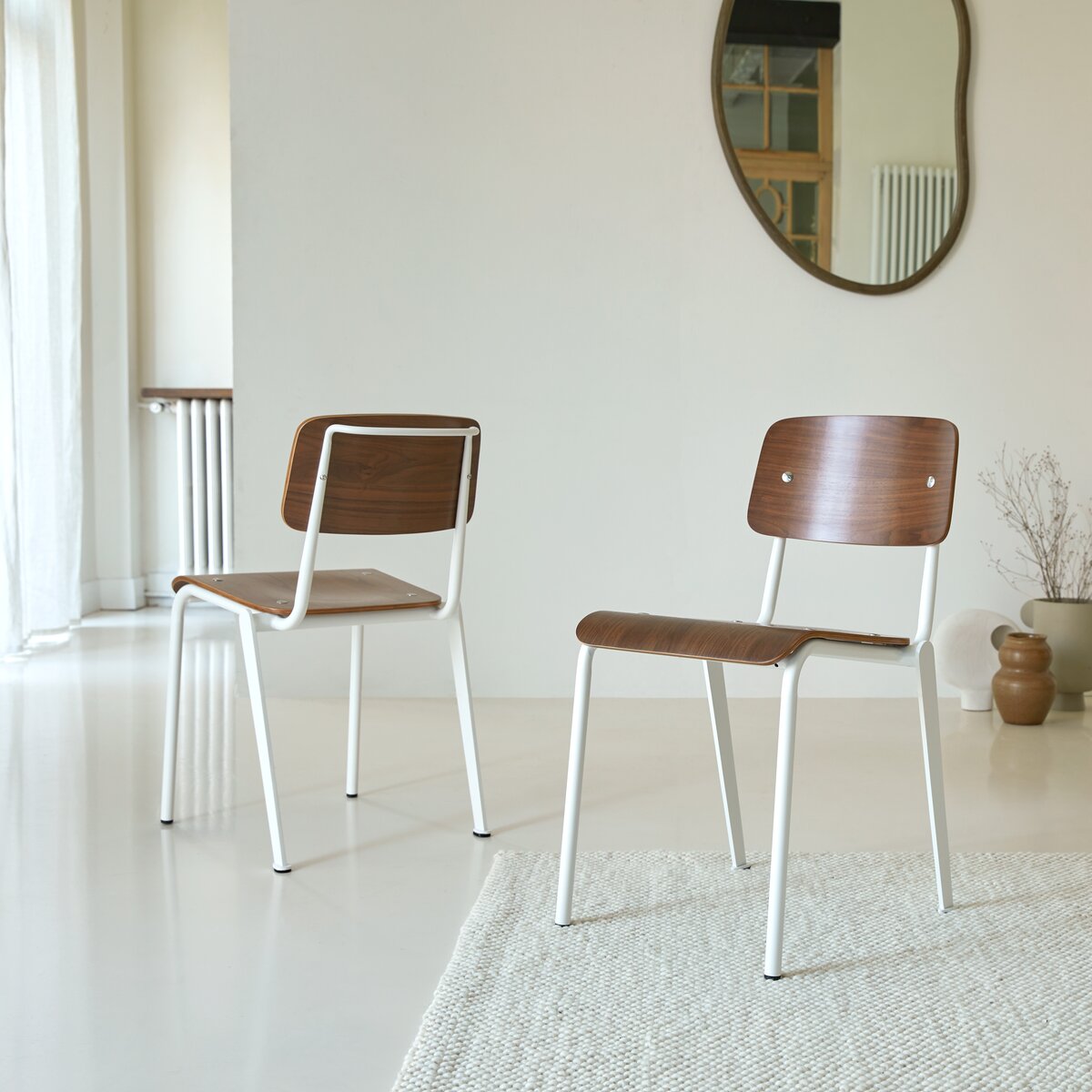 Mio - White walnut and metal Chair