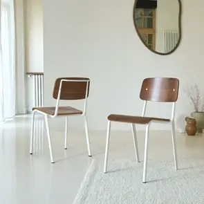 Mio - Silla de nogal y metal white