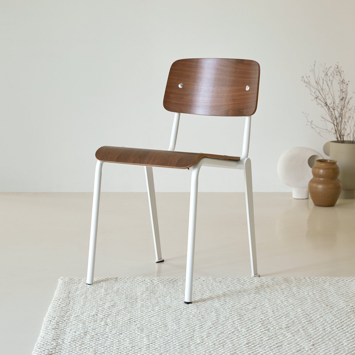 Mio - Chaise en noyer et métal white Mio - Chaise en noyer et métal white
