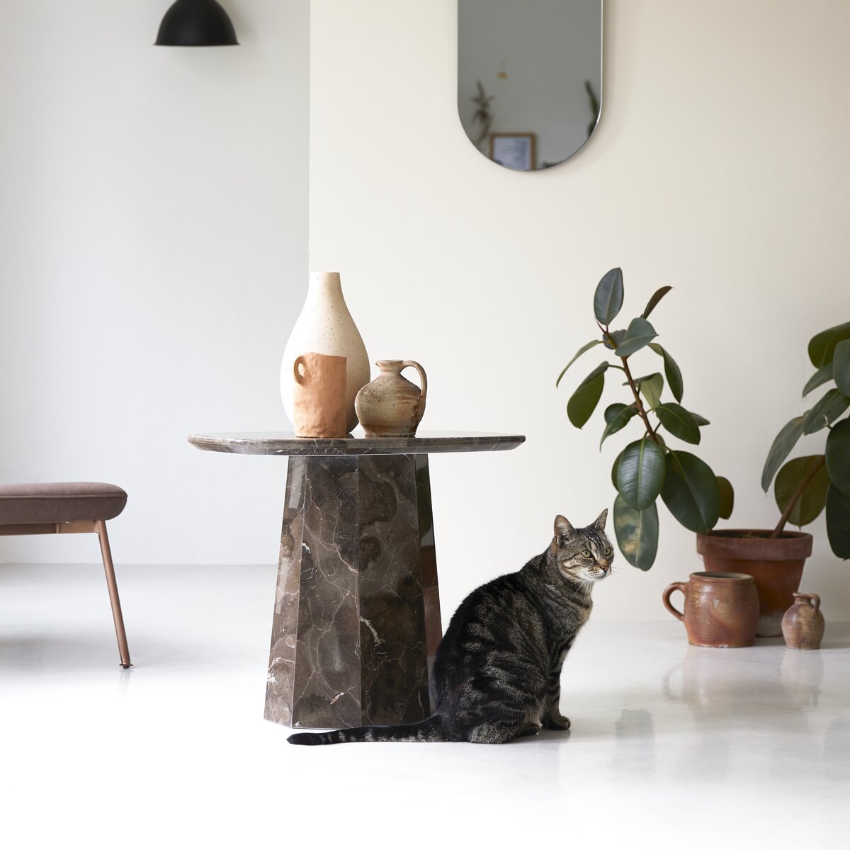 Keesog - Table d'appoint en marbre brown Keesog - Table d'appoint en marbre brown