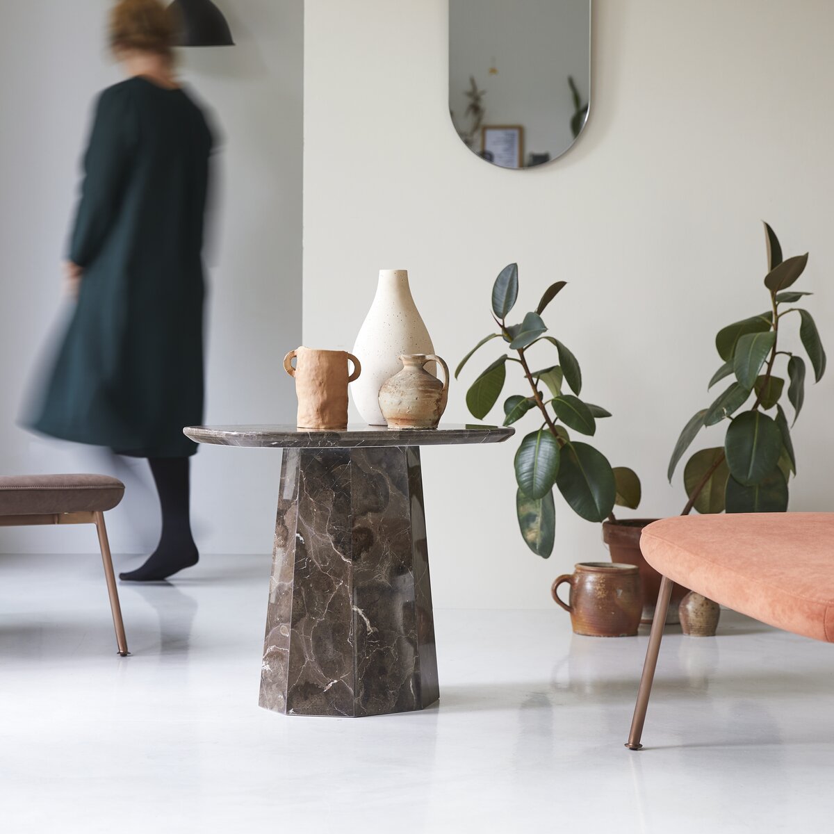 Keesog - Table d'appoint en marbre brown Keesog - Table d'appoint en marbre brown