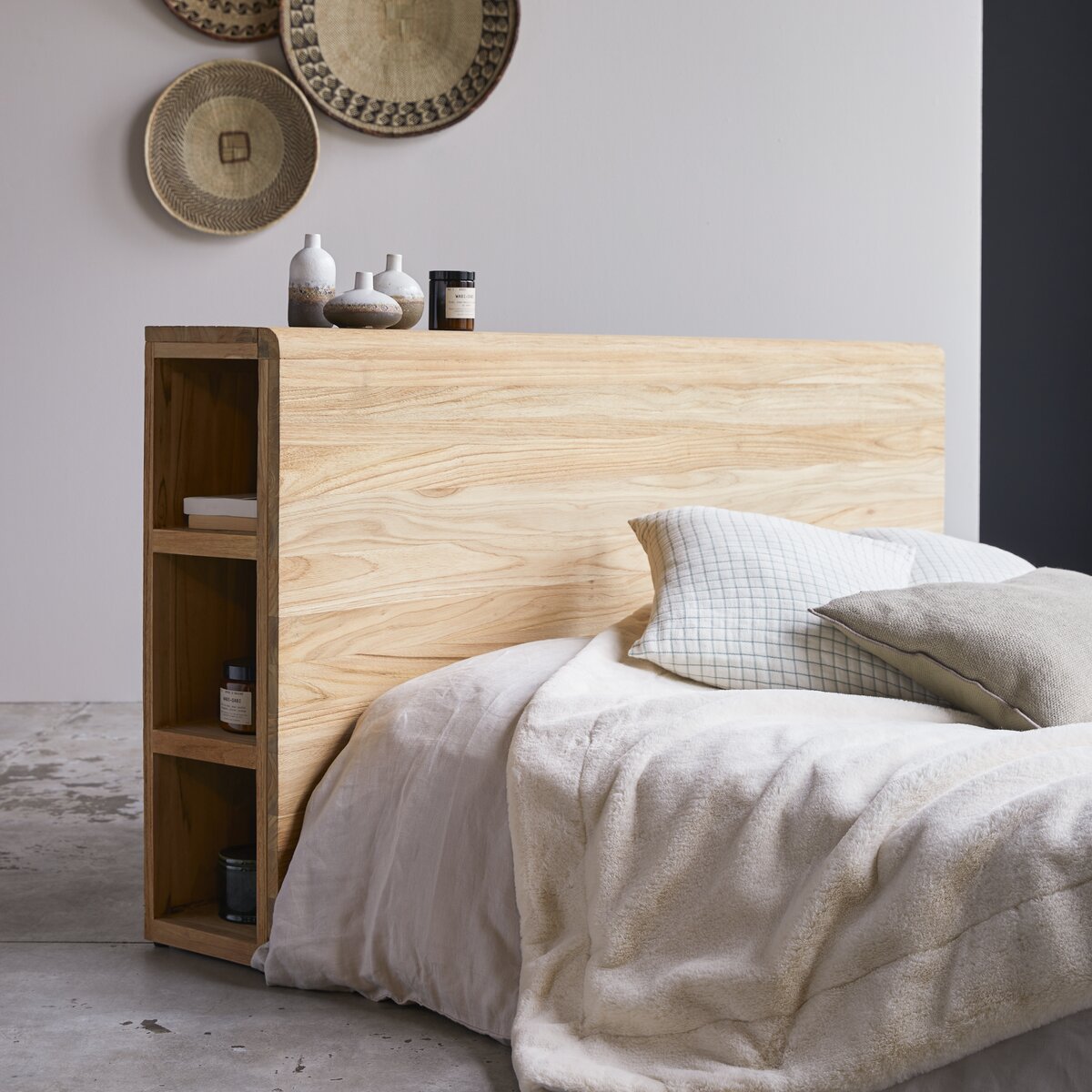 Bertie - Tête de lit avec rangements en teck massif 165 cm Bertie - Tête de lit avec rangements en teck massif 165 cm