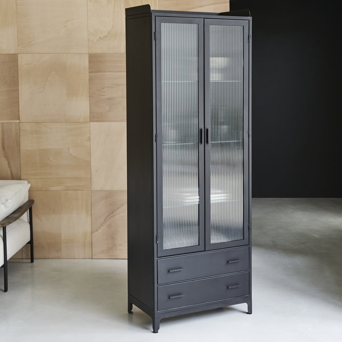 Tall mirrored display deals cabinet