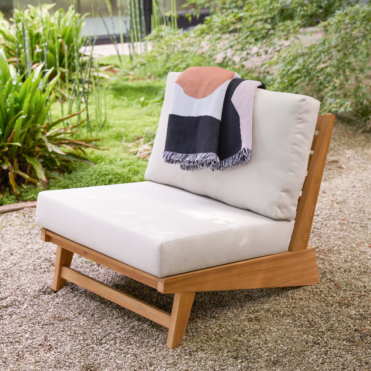 Fauteuil de jardin en teck et coussins - Assise d'extérieur - Tikamoon