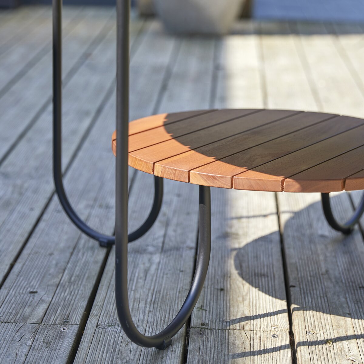 wooden slatted garden table