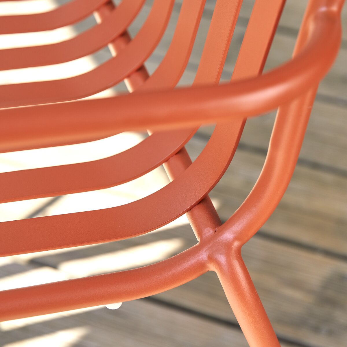 Orange Metal Chair With Armrests Garden Furniture Tikamoon