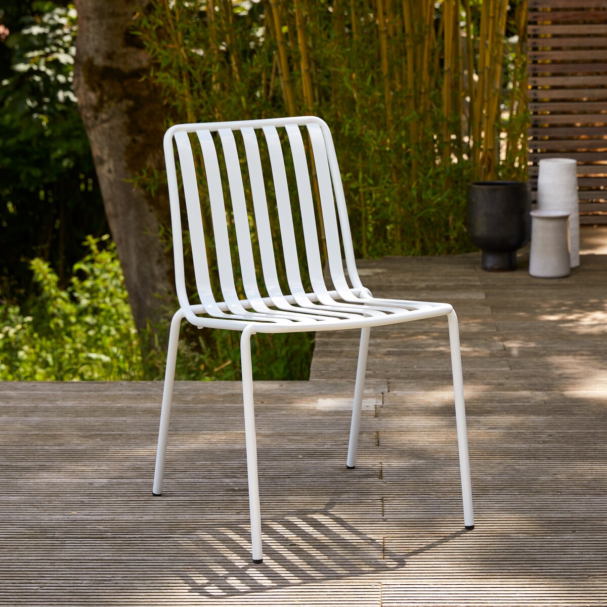 Chaise d'extérieur en métal blanc - Assises pour le jardin - Tikamoon